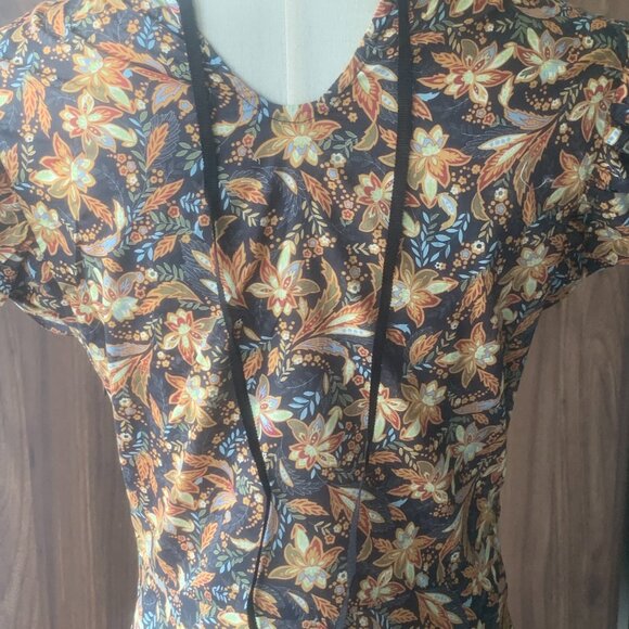 Noir Narcissus Floral Printed Cotton Long Maxi Gown Dress - Picture 4 of 9